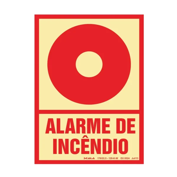 PLACA FOTOLUMINESCENTE - ALARME DE INCÊNDIO