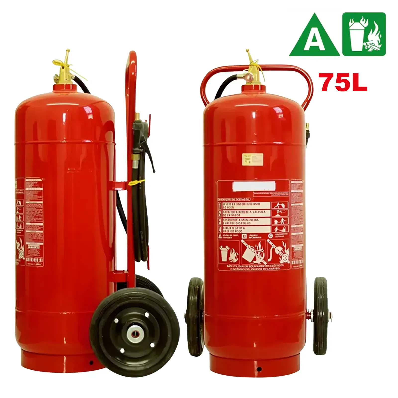 EXTINTOR ÁGUA PRESSURIZADA 75L SOBRE RODAS