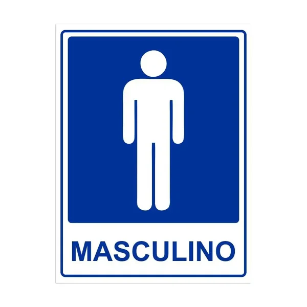 PLACA SINALIZAÇÃO PARA BANHEIRO MASCULINO