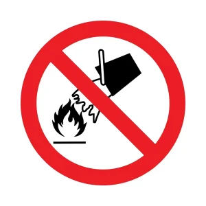 PLACA FOTOLUMINESCENTE PROIBIDO UTILIZAR ÁGUA PARA APAGAR FOGO