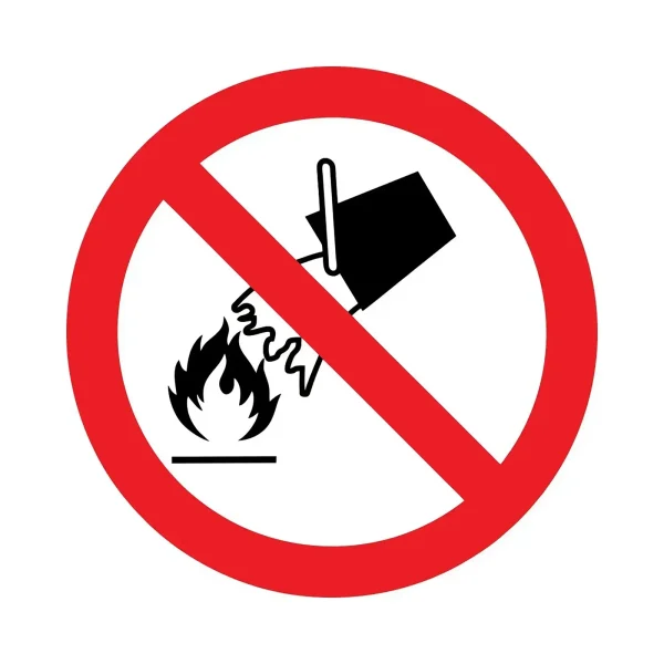 PLACA FOTOLUMINESCENTE PROIBIDO UTILIZAR ÁGUA PARA APAGAR FOGO