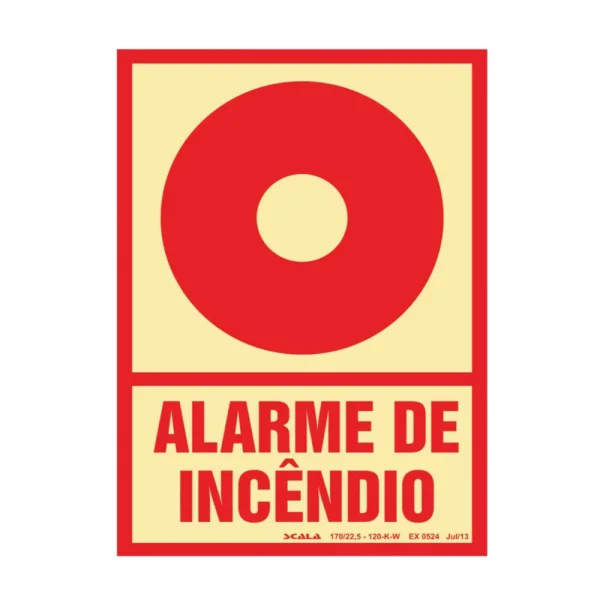 PLACA FOTOLUMINESCENTE - ALARME DE INCÊNDIO