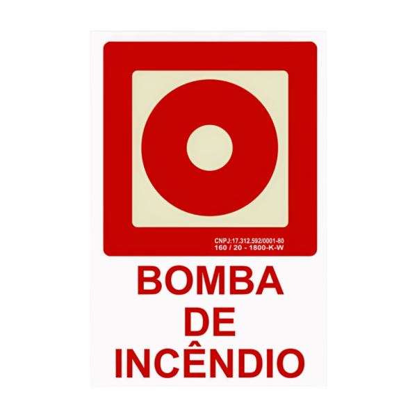 PLACA FOTOLUMINESCENTE BOMBA DE INCÊNDIO