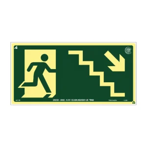 PLACA FOTOLUMINESCENTE ESCADA DESCENDO DIREITA