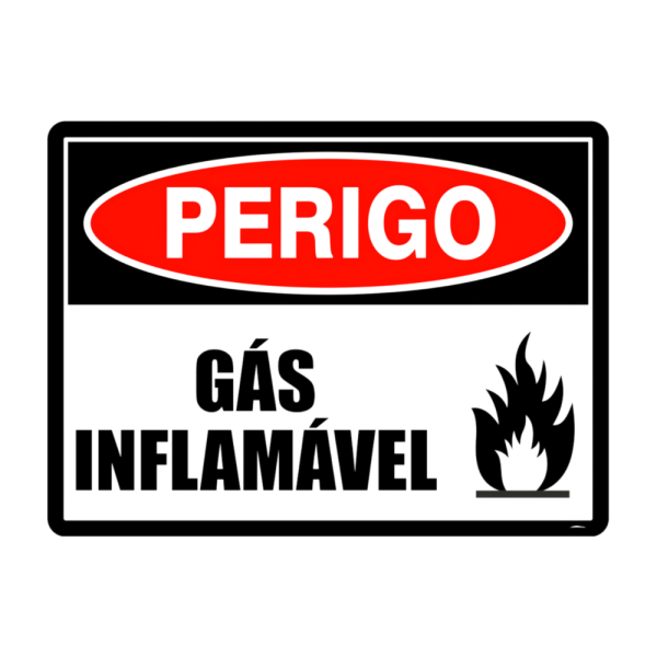 PLACA FOTOLUMINESCENTE PERIGO GÁS INFLAMÁVEL