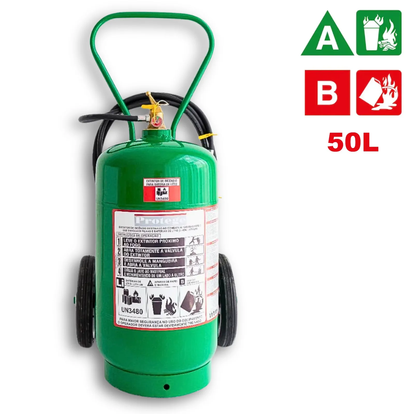 EXTINTOR CARRETA PARA BATERIA DE LÍTIO 50 LITROS