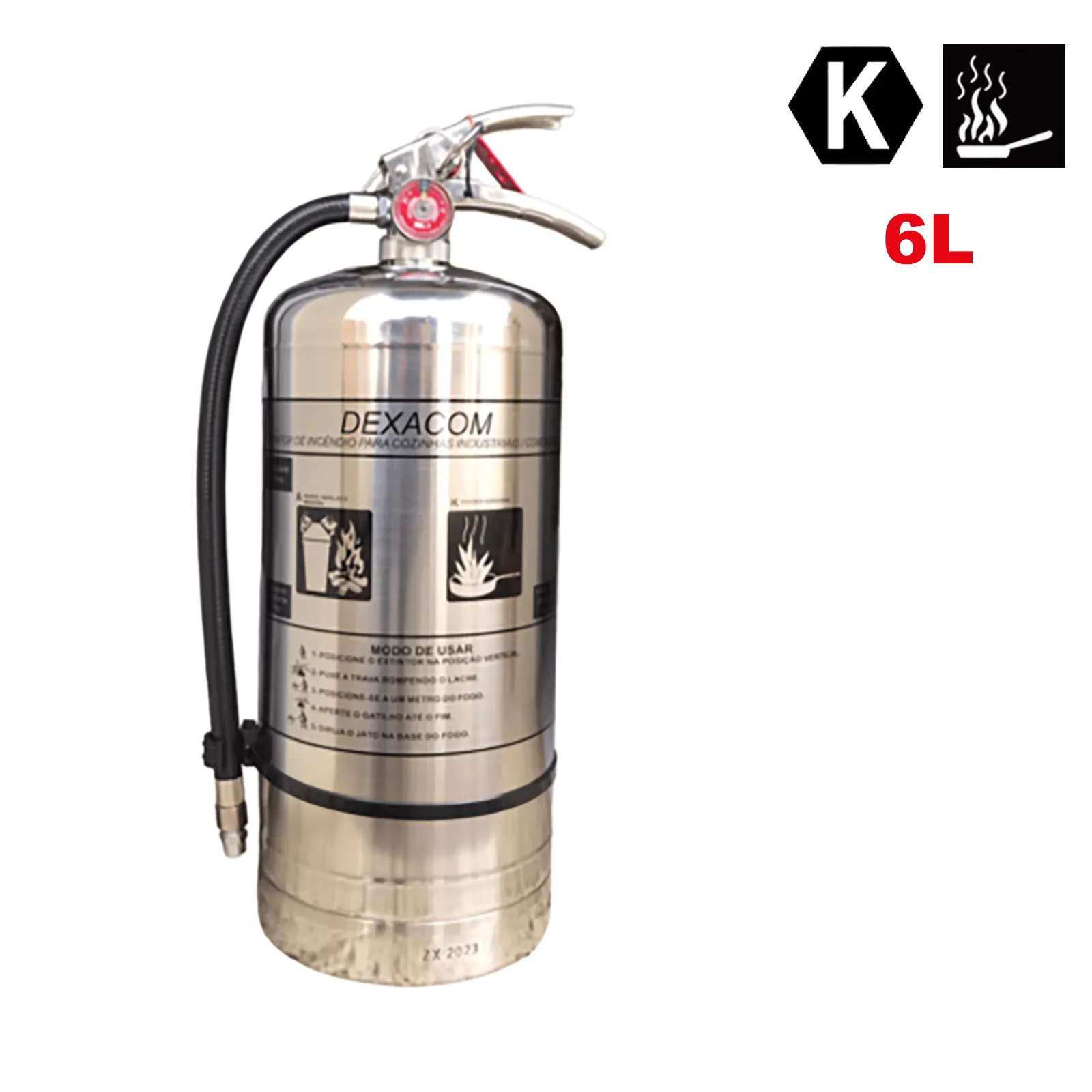 EXTINTOR CLASSE K PORTÁTIL 6 LITROS - VALIDADE DE 5 ANOS
